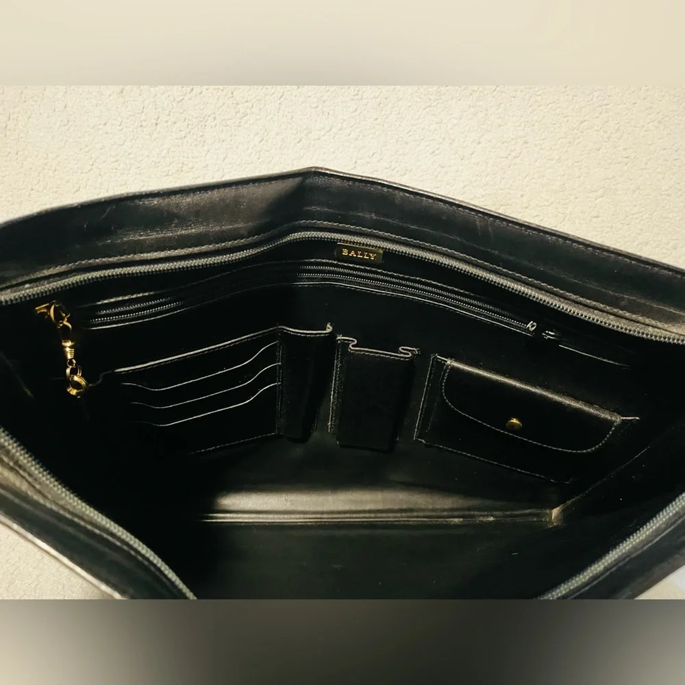 Bally Black Leather Document Holder/Organizer